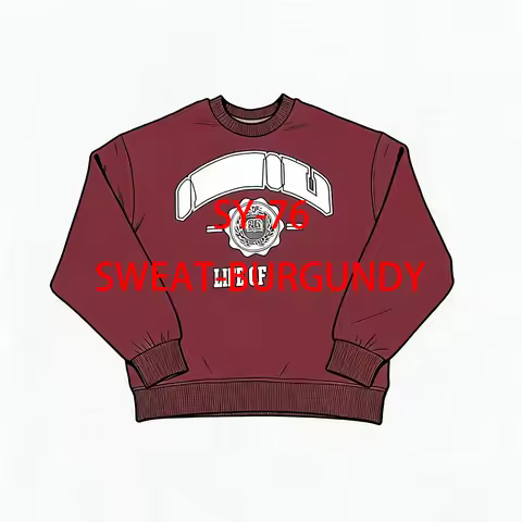 SY-76 Burgundy Varsity Crew Tracksuit Men's Cotton Hoodie and Sweatshirt Combo for Streetwear Autumn