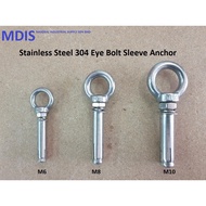 Quality Stainless Steel 304 Eye Bolt Sleeve Anchor / Eye Bolt Wall Plug
