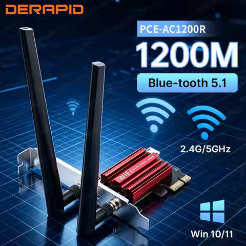 AC1200 PCIe WiFi Card Bluetooth 5.1 1200Mbps Dual Band 5GHz 867Mbps Desktop PC Adapter for Win10 11 
