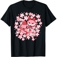 Men's cotton T-shirt Cherry Blossom Fox - Cute Pink Fox T-Shirt