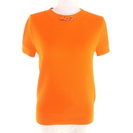 Excellent condition★HERMES 23SS 3E2605D6 Silk blend crew neck short-sleeved ribbed knit top Orange 3
