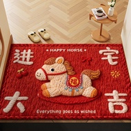 地毯马年入户门地垫家用红色喜庆防滑垫子玄关大门口除尘耐脏脚垫新 nnsttz0p6K0114