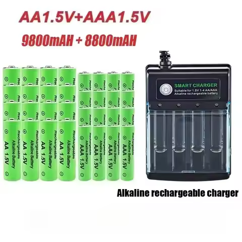 Original Rechargeable Battery 1.5V AA 9800mAh+AAA 8800mAh+Charger for Computer Clock Radio Video Gam