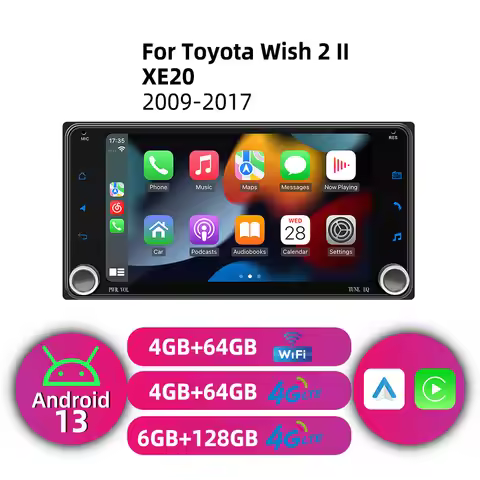 2 Din Car Radio for Toyota Wish2 Wish 2 II XE20 2009-2017 Multimedia Wireless Carplay & Android Auto