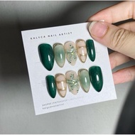 Emerald Green 3D Flower Nails | False nails | Press On Nails | Fake Nails