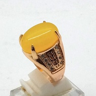 Yellow jade agate ring jade ring titanium ring