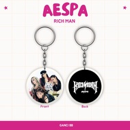 GANTUNGAN AESPA RICH MAN KEYCHAIN REVERSIBLE KEYCHAIN KPOP UNOFFICIAL KARINA NINGNING GISELLE KEYCHA