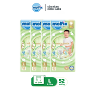 [Tặng Chảo chống dính] Combo 4 Tã/bỉm quần Molfix Thiên nhiên Super Jumbo M224/L208/XL184/XXL168 [Ba
