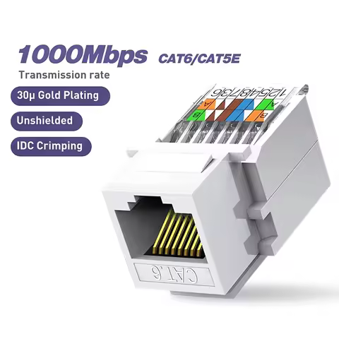 10pcs Cat6 RJ45 Network Module Keystone Adapter RJ45 Network Ethernet Internet LAN Cable CAT6 Cable 