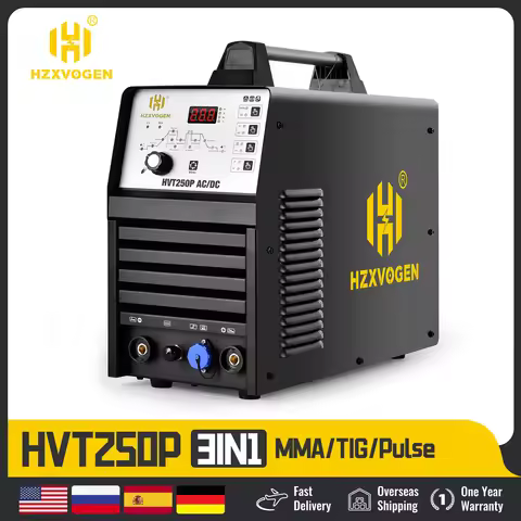 HZXVOGEN 5 IN 1 HVT250P AC/DC HF TIG Welder 220V EN ISO Certified HF Aluminum/Stainless Welding Puls