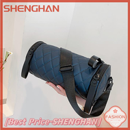 SHENGHAN Korean High-grade Women Men's Bag Lingge Cylinder Bag Versatile One Shoulder Chest Bag