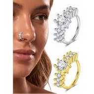 18G Stainless Steel Women's Nose Ring Nose Stud Nose Jewelry Gold Plated Silver Color Inlaid CZ Crys