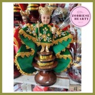 ▼ ๑ ⊙ Wooden Green Santo Niño De Cebu Statue Figurine Senior Sto Nino