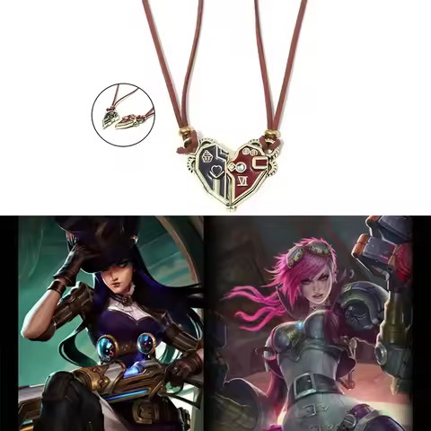 Arcane Caitlyn Vi Necklace Cosplay Pendant for Men Women Game Disguise Magnet Lovers Chain Fantasy H