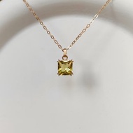 亞歷山大變色石項鍊 變色石正方形吊墜 手工爪鑲雙色寶石14KGF