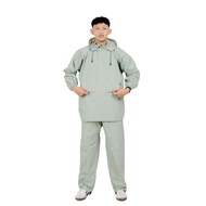 SULTAN Jas Hujan Kanguru Jaket celana Dewasa Hijau Army Bahan PVC Tebal