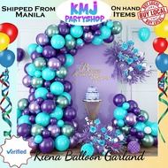 Kiena Balloon Purple and Blue Balloon Garland Arch Kit 105Pcs Tiffany Blue Purple Metallic Purple an