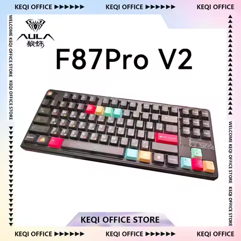 AULA F87 Pro V2 Wireless Mechanical Keyboard 3-modes sea dome switch Long Battery Life Hot-Swap RGB 