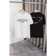 T-Shirt Bercetak Lelaki dan Wanita PRADA, T-Shirt Pasangan, T-Shirt Trendy, T-Shirt Pereka Retro Kas