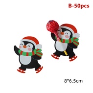 🔥🔥🔥Rowlands 50pcs Christmas Lollipop Paper Cards Cartoon Snowman Santa Lollipop Holder For Xmas Kids Gift Home DIY Party Decoration