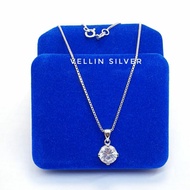 925 Silver Necklace Desi Silver Pendant White Gold Plated - Authentic 925 Silver Women's Necklace