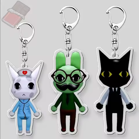Horror Game Acrylic Keychain Animal hospital Anomaly Cat Dog Bunny Charm Keychains for Accessorie ba