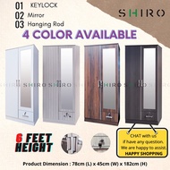 SHIRO 2 Door 1 Drawer Wardrobe Clothes Cupboard Mirror Almari Baju Kabinet Cermin 2 Pintu 2 Laci Bed