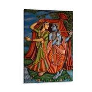 Indian Art Canvas Poster Hindu Gods Sri Krishna and Radha Art Canvas Painting Canvas Painting Wall A
