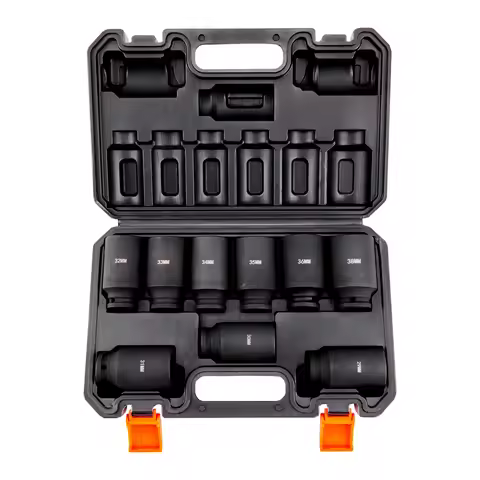 SucceBuy 1/2" Drive Impact Socket Set 9 Piece Deep Socket Set Metric 29-38mm 6 Point Cr-Mo Alloy Ste