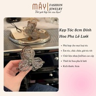8cm hair clip with high quality mesh crystal flowers • May Fashion Jewelry - K52608
