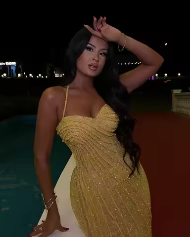 ROSEINTHEBOX Spaghetti Strap Sequin Evening Dresses Gold Shiny Corset Prom Dress with Slit Mermaid v