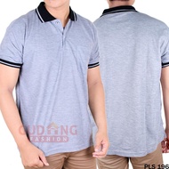 Kaos Berkerah Pria Lengan Pendek - Orange Kerah Hitam