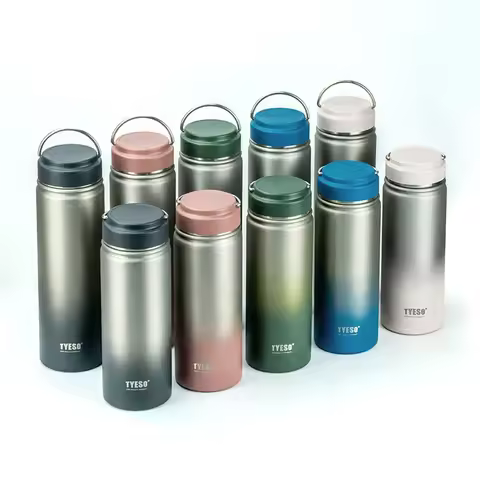 TYESO Gradient Color Water Bottle Large Capacity Outdoor Sports Kettle Portable Stainless Steel Ther