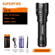 SUPERFIRE L6-G 36W สวิตช์หางไฟฉาย LED แบบชาร์จไฟได้ Ultra Bright พร้อมพอร์ตชาร์จ Type-C ที่ซ่อนอยู่