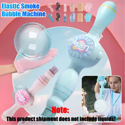 Smoke Bubble Machine Elastic Bubble Fog Wand Automatic Bubble Blower with Magic Smoke for Kids Summe