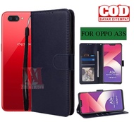 OPPO A3s- Wallet Case Kulit - Casing Dompet Case Wallet Leather Flip Case OPPO A3s