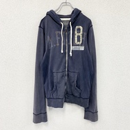 Abercrombie & Fitch 全拉鍊連帽衫，海軍藍，M 碼，古著。