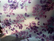 Fiber pagar motif daun ungu bagus penutup pintu pagar meteran