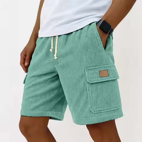 Summer Corduroy Shorts Men Thin Quick Dry Solid Color Casual Sports Athletic Jogger Shorts Loose 5 P