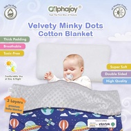 Selimut Bayi Premium Alphajoy Velvety Minky Dots Cotton Double Sided Baby Blanket 3 Lapisan Layers d