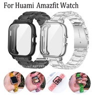 Clear Colorful Case + Strap Compatible For Amazfit bip u pro Case Amazfit GTS 2 , Amazfit GTS 3 , Amazfit Bip 3 pro Case, Amazfit GTS 4 mini Case , Amazfit BIP U Pro , Amazfit Bip 3 Strap , Amazfit GTS 4 Strap Plastic Strap Full Covered GTS 2 , GTS 4 Case