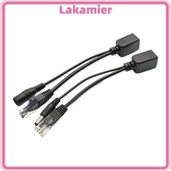 LAKA 1 Pair POE Cable, 12V Centralized POE Splitter, Wire Adapter Black/White POE Adapter