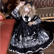 ชุดเดรสยาวแขนยาวสไตล์โรมันโกธิก Original Design Lolita Gothic Night Korean Mushroom Princess Dress ช