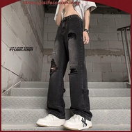 S-3XLMens handsome and fashionable American high street distressed vintage straight tube slack and s