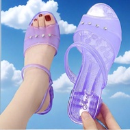 KY-6/Fashion Sandals Women's Crystal Sandals Women's Summer Jelly Internet-Famous Outdoors One-Word Slippers Increased T