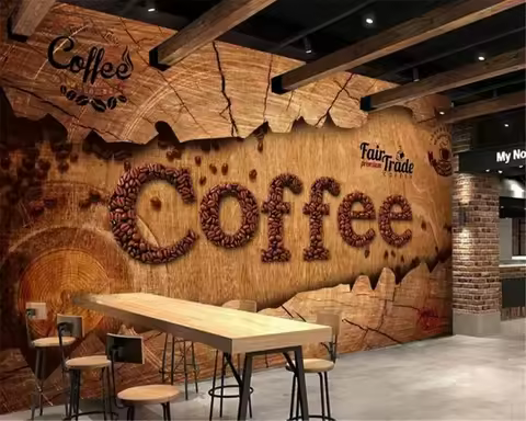 Custom Wallpaper European Retro Nostalgic Coffee Background Home Decoration Cafe Restaurant Wall 3D