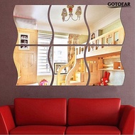 [GF]6Pcs Wall Sticker Removable 3D Decoration Mirror Effect DIY Mirror Wall Sticker for Home