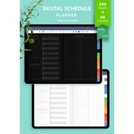 Digital Schedule Planner (Dark Theme) 2022/2021 Calendar Custom, Goodnotes, Notability, iPad Planner, Hyperlinked Agenda