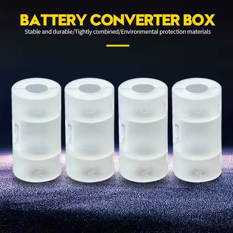 2/4PCS LR06 AA to C LR14 Size Transparent Battery Storage Box AA to C Battery Adapter Holder Case Co