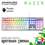 Razer Huntsman Mercury White Chroma RGB Purple Clicky Optical Switches Mechanical Keyboard AMAKUSA